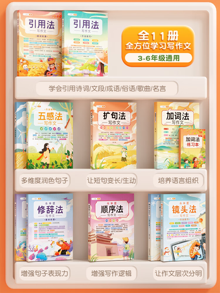 素材积累好词好句好段同步写作入门 【全11本完整版】1-6年级作文大全