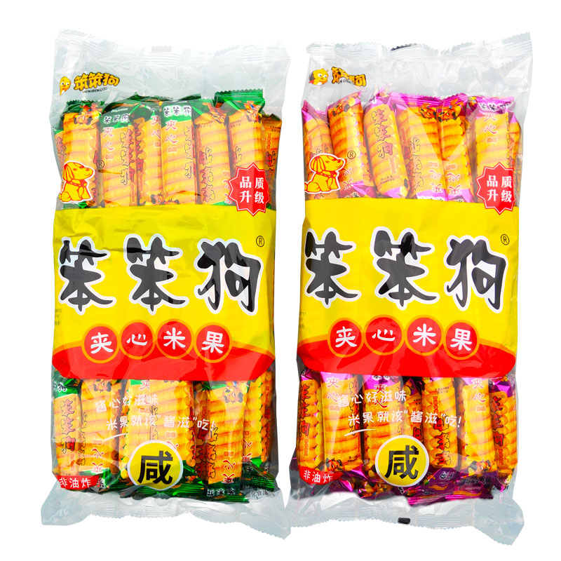 笨笨狗粗粮夹心米果零食酥棒酱心软棒棒狗米饼休闲食品现货速发 红