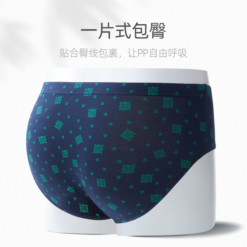 健将男士内裤男三角纯棉抑菌大码肥佬时尚印花运动透气青少年男式裤衩 4色装 4条 2XL (腰2.5-2.7尺 重130-150斤)