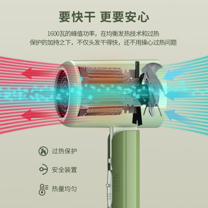 荣事达电吹风机家用大功率不伤发蓝光恒温护发速干吹风筒便携可折叠RC-230E 【普通款】-恒温护发可折叠