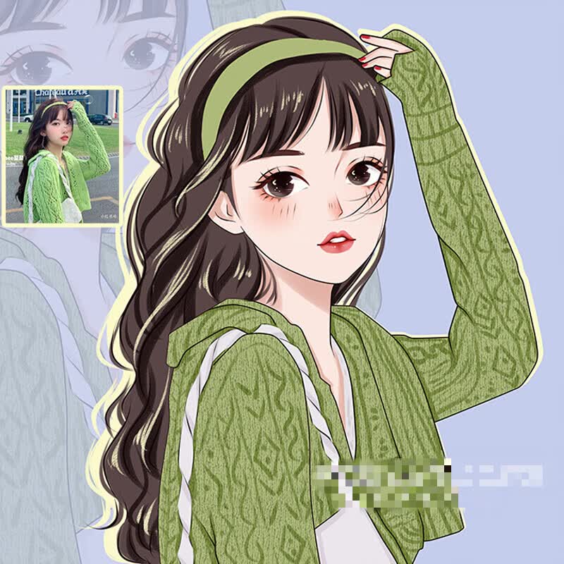 定制微信头像画情侣真人照片动漫画卡通设计原创画师约稿 日系少女风