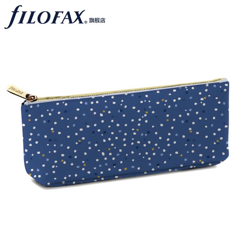 Filofax花园印花文具大容量笔袋女孩中学生小学生笔袋简约可爱收纳袋五彩靛蓝雪花笔袋132831