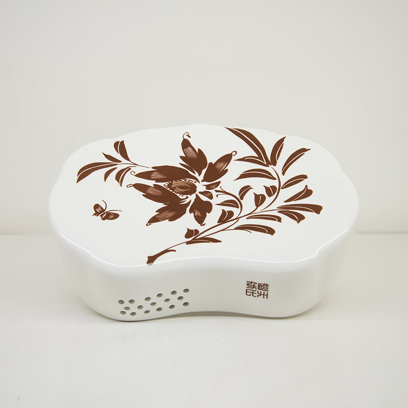 陶瓷枕头 磁州窑瓷器如意枕家用护理枕河北邯郸特色礼品瓷器养生l 一朵花如意枕