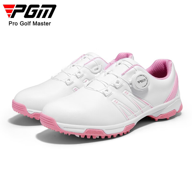PGM高尔夫球鞋女士运动鞋 超强防水 防侧滑专利鞋钉 旋钮鞋带 XZ283-粉白色 38码