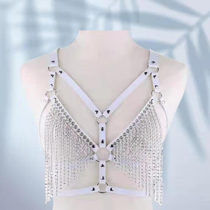 微侬情趣内衣流苏链条制作性感文胸  酒吧服装配饰  彩色针扣系列