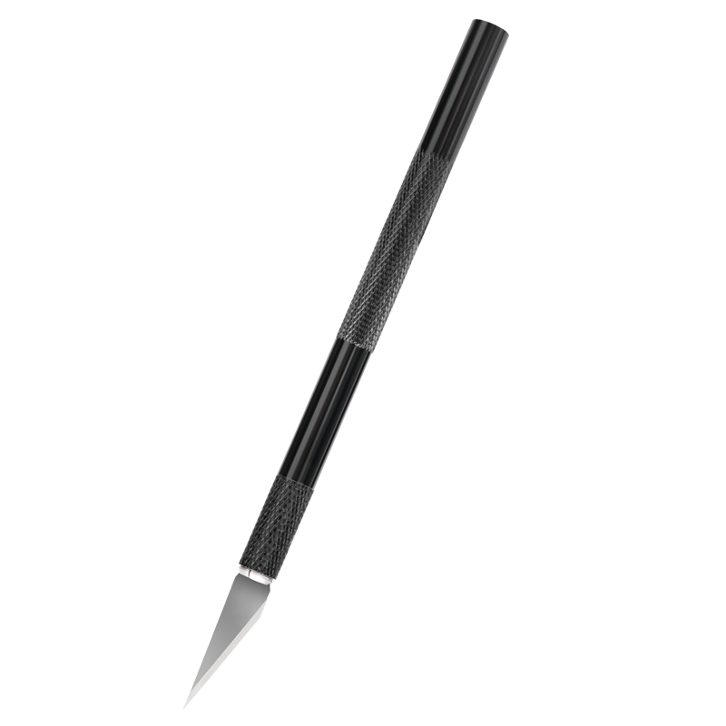 得力（deli）手工剪纸刻刀 刻纸雕刻刀工具 手账笔刀橡皮章木雕刀具 黑色+10个刀片 DL359101B