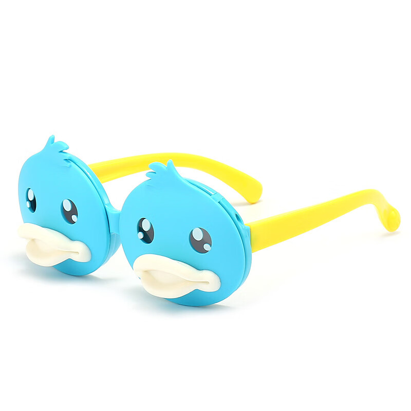 纤姿雪新款儿童偏光墨镜卡通小黄鸭防强光太阳镜tpee硅胶眼镜 c2蓝框