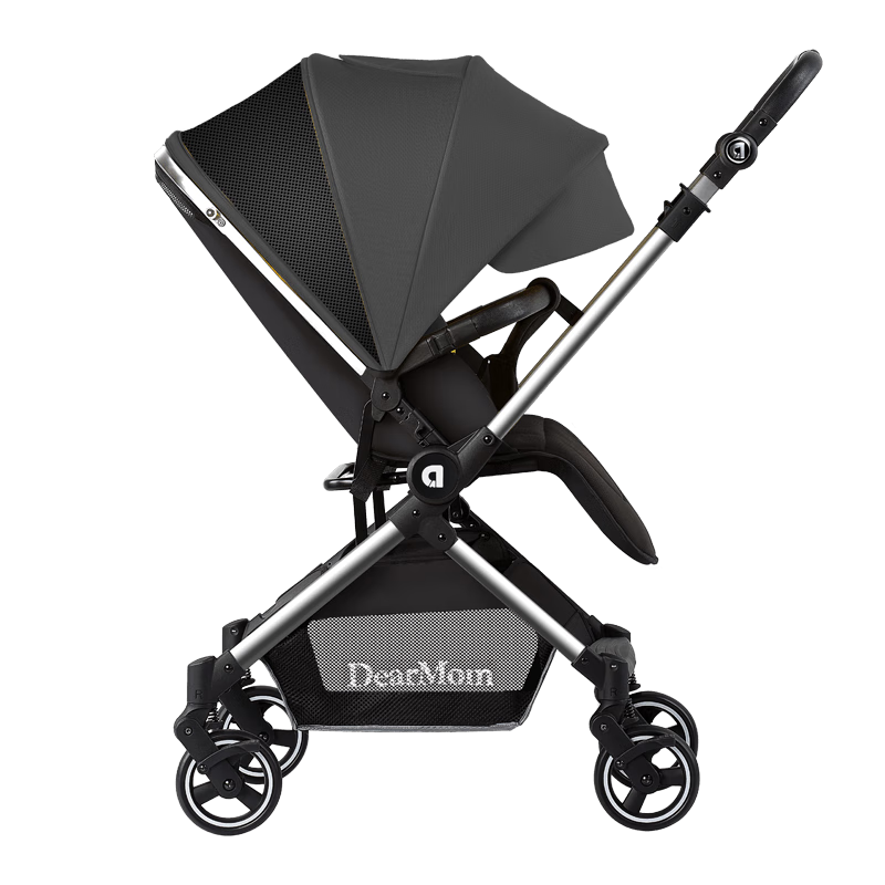 DearMom嬰兒推車羅馬假日新生兒雙向可坐躺輕便高景觀可登機減震嬰兒車 玄青黑 經(jīng)典款