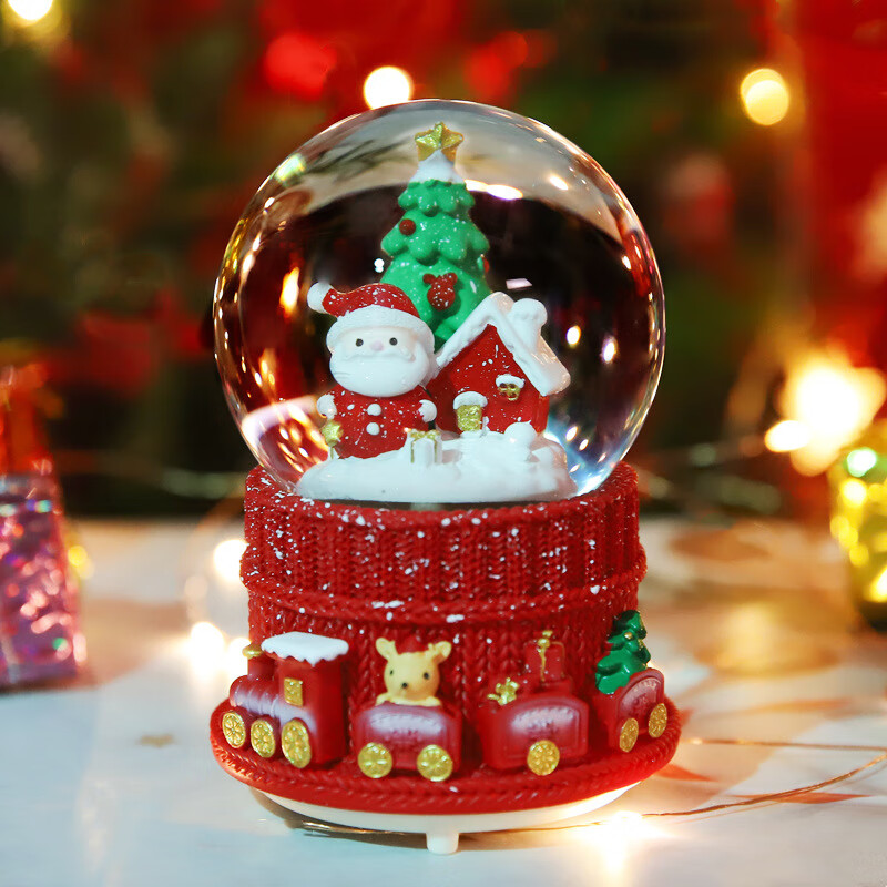 云创典 儿童圣诞节礼品 圣诞树火车音乐盒 圣诞老人雪人水晶球 圣诞