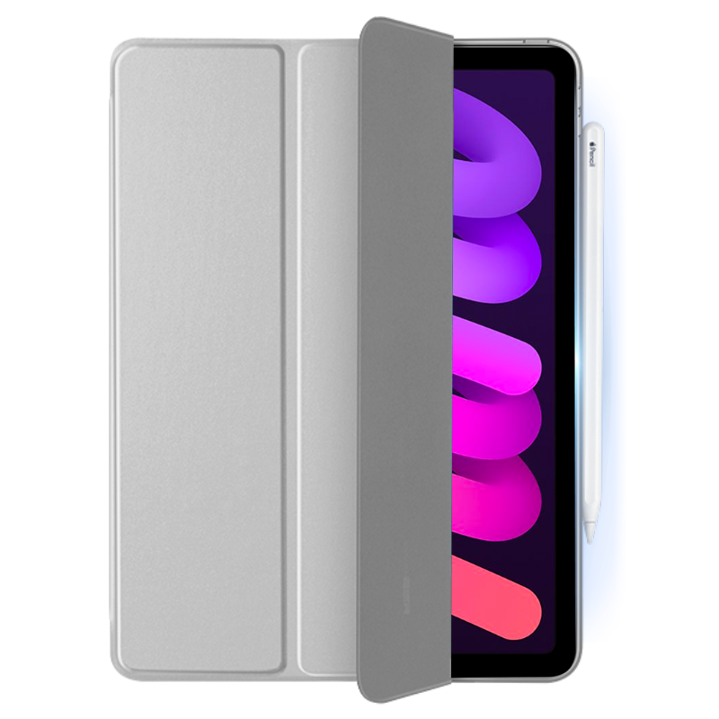 亿色适用于ipad mini6 保护壳2021款苹果平板电脑保护套apple磁吸散热平板支架轻薄防摔带搭扣防弯皮套-灰色
