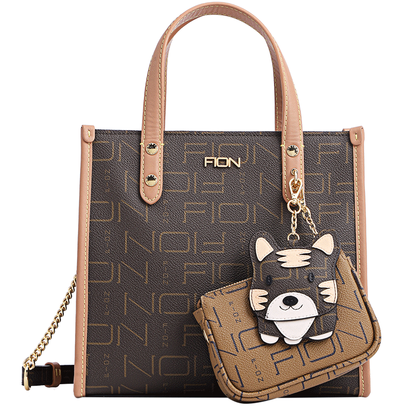 菲安妮fion通勤手提包轻奢托特包时尚老花单肩女包啡茶实付4055元折合