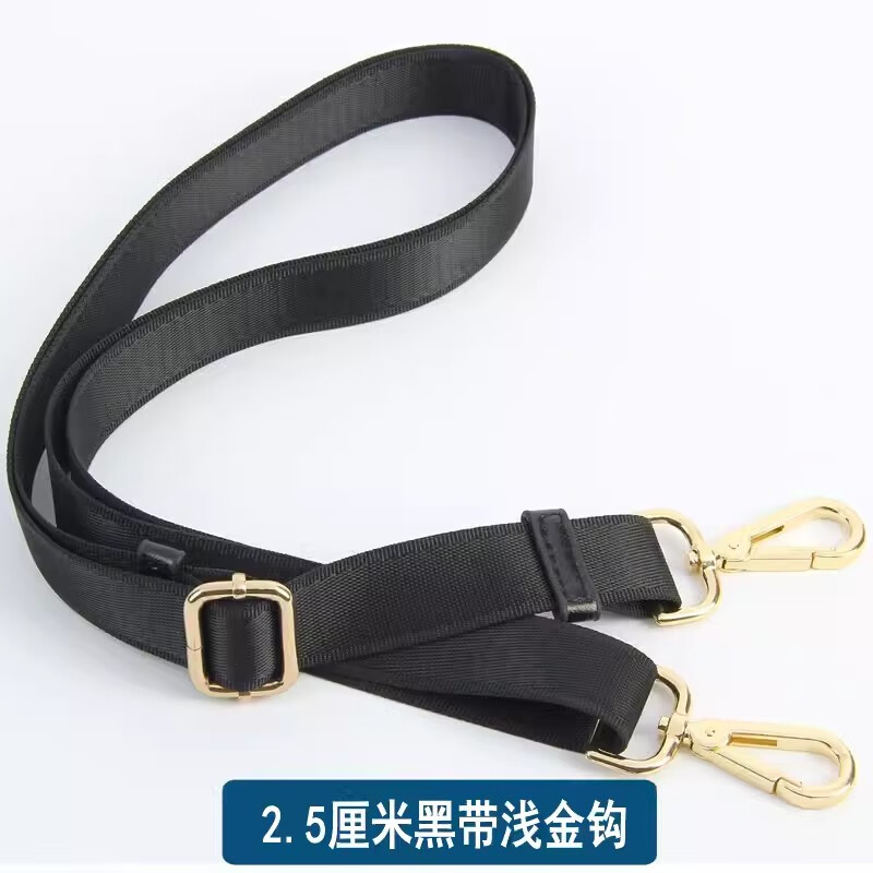 佳品優(yōu)男包帶子寬肩帶黑色棕色配件斜挎包帶子背包帶子配件帶斜挎加長女 2.5厘米寬黑色帶淺金鉤  尼龍