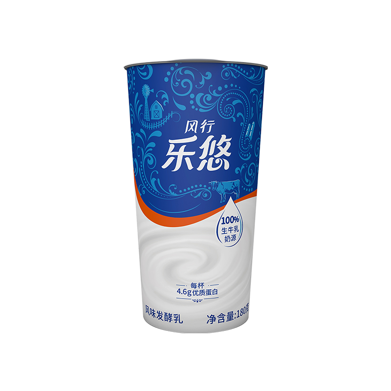 风行牛奶 乐悠原味酸牛奶 180g*6杯 生鲜轻食低温酸奶风味发酵乳