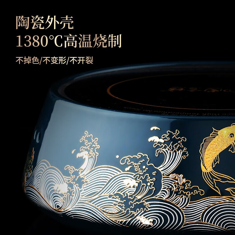 不拙电陶炉煮茶器玻璃煮茶壶家用煮茶炉花茶黑茶普洱茶围炉煮茶 6-锦鲤壶黑胆方圆炉大全组 800ml