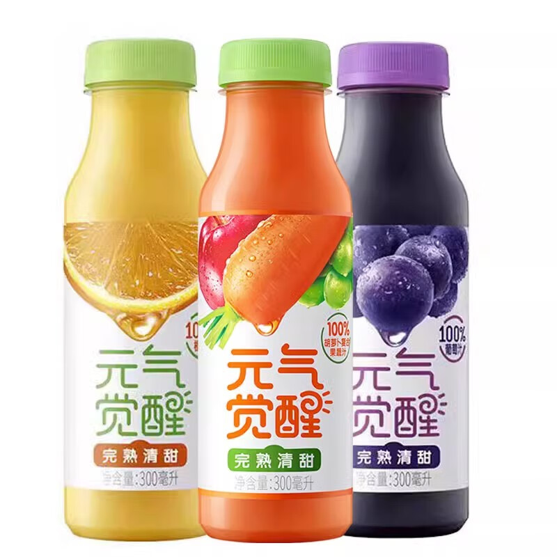 统一元气觉醒100%葡萄汁300ml整箱0脂果蔬汁饮料新鲜畅饮 300mL 6瓶 1箱 橙汁 新日期