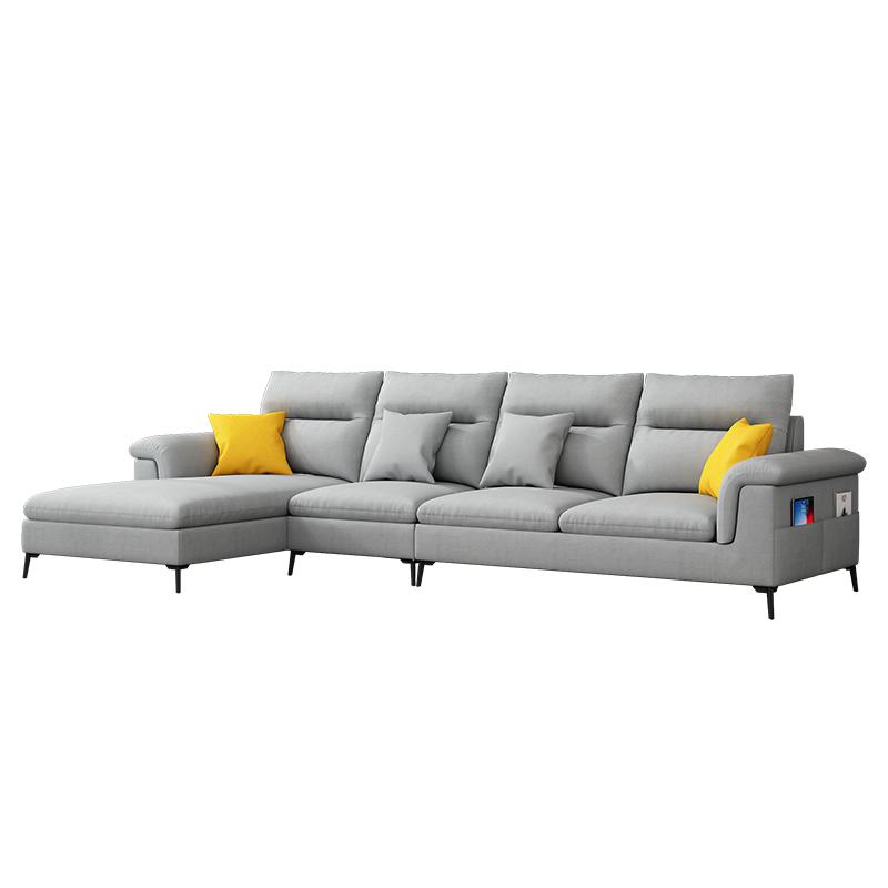 A家 沙发科技布沙发轻奢客厅小户型科技皮沙发L型贵妃组合套装现代简约家具DB2814 科技布(水泥灰色) 三人位+左贵妃(约2.7米)
