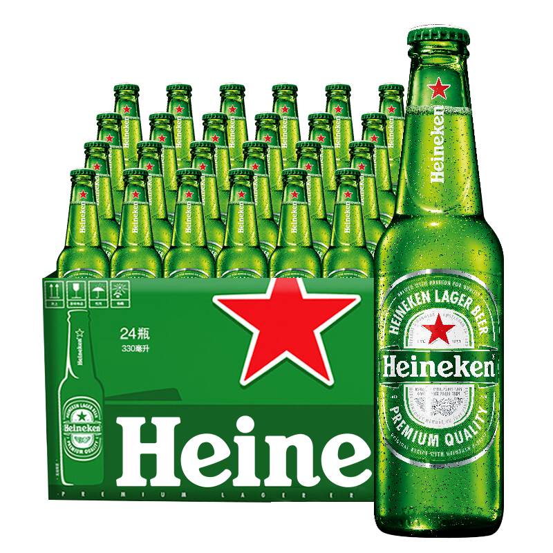 喜力（Heineken） 原装进口啤酒 喜力啤酒330ml*24瓶 保质期至11.30 99元