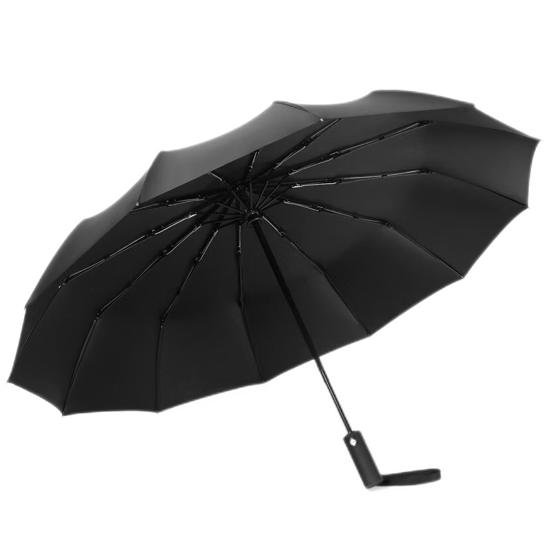 访客（FK）全自动雨伞男士商务折叠伞大号双人三折自动晴雨两用太阳伞遮阳伞 8骨自动黑胶黑色