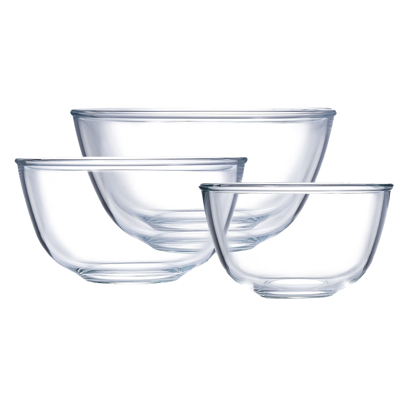喜碧（Scybe）加厚玻璃碗 特博（17+21+24.5）cm 家用汤碗和面玻璃盆加深水果沙拉碗料理盆打蛋盆烘焙醒面碗