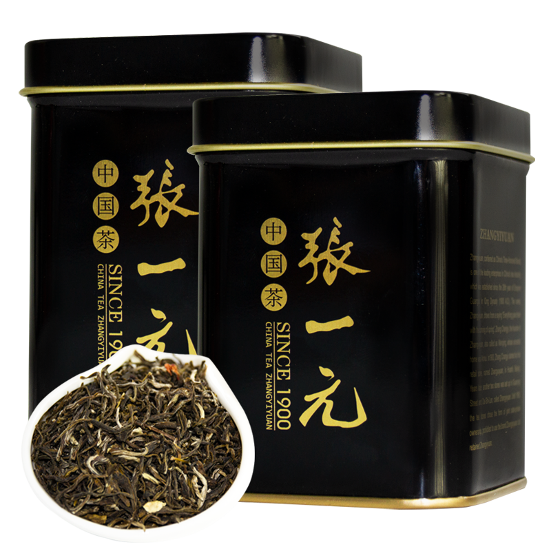 张一元茶叶特级茉莉花茶100g（50gx2罐）黑罐茉莉花香浓茗茶 黑罐x2