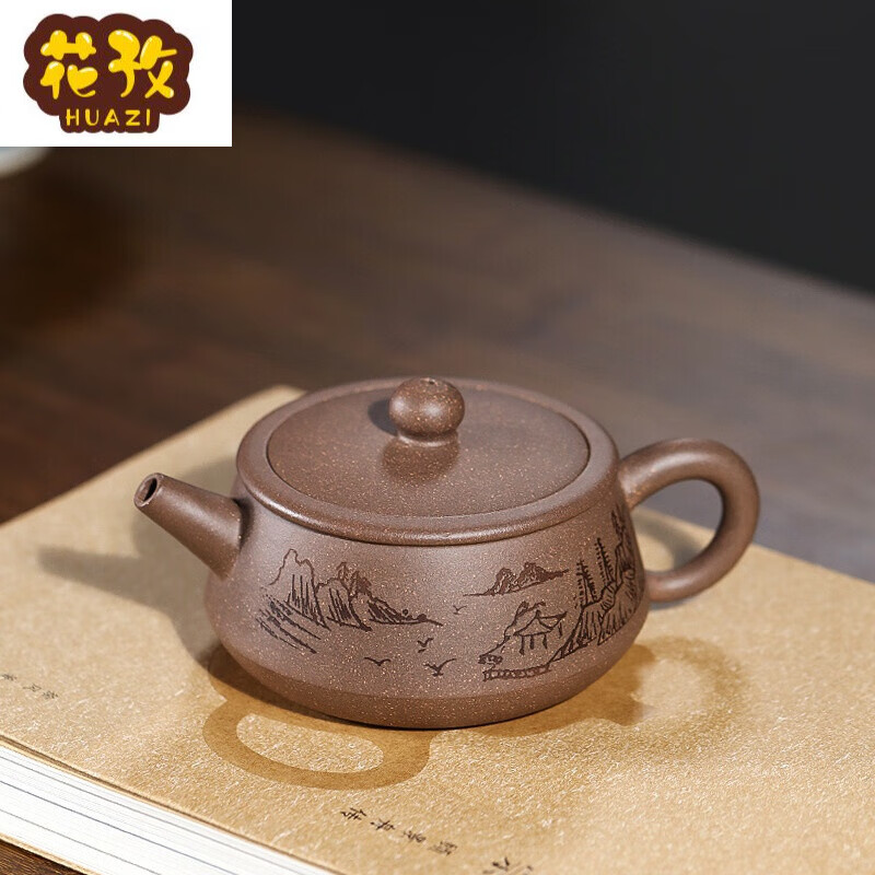 澳颜莱汉瓦紫砂壶宜兴紫砂壶大口汉瓦茶壶原矿青灰泥青段茶壶网孔