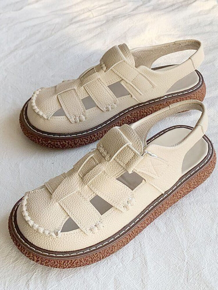 冉同夏季凉鞋大头鞋女不漏脚趾的猪笼鞋凉鞋女夏日系学院风厚底增高20