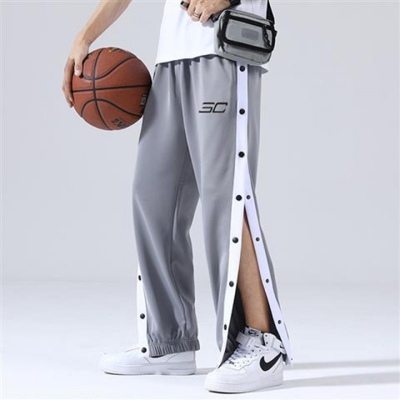 球进啦排扣裤男nba勇士篮球长裤潮牌情侣全开扣美式训练裤宽松秒脱 扣