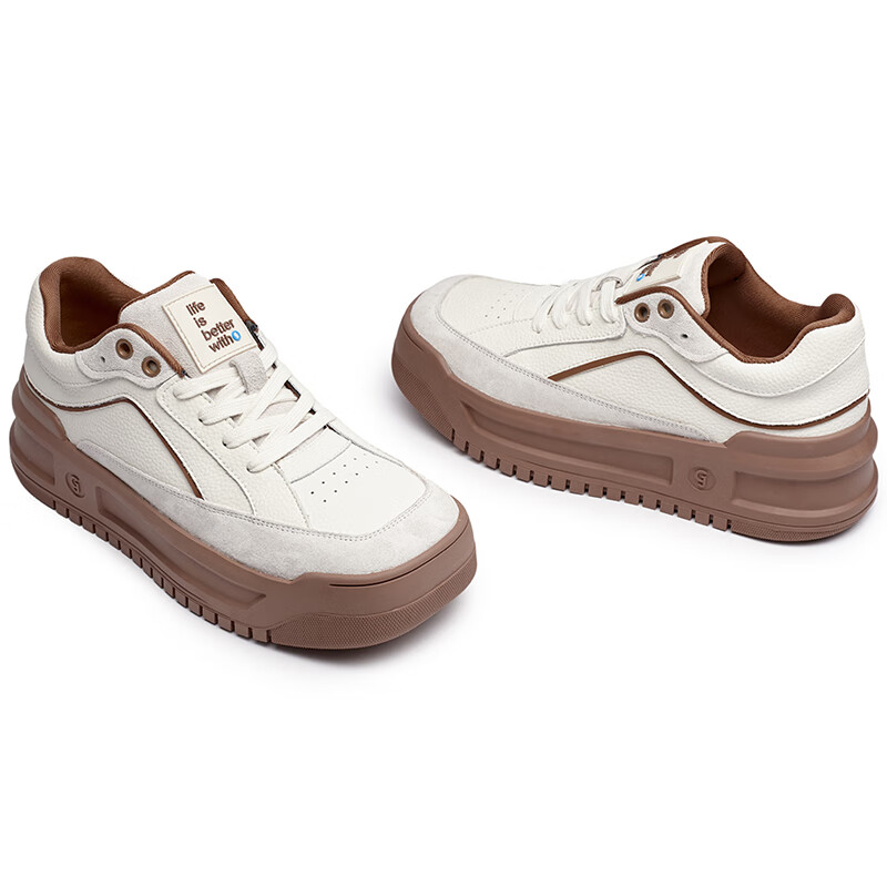 共迹gongji【孟子义同款】 面包鞋休闲鞋厚底运动鞋板鞋ins多巴胺小清新女鞋 奶茶棕 /偏大一码 38 （243mm）