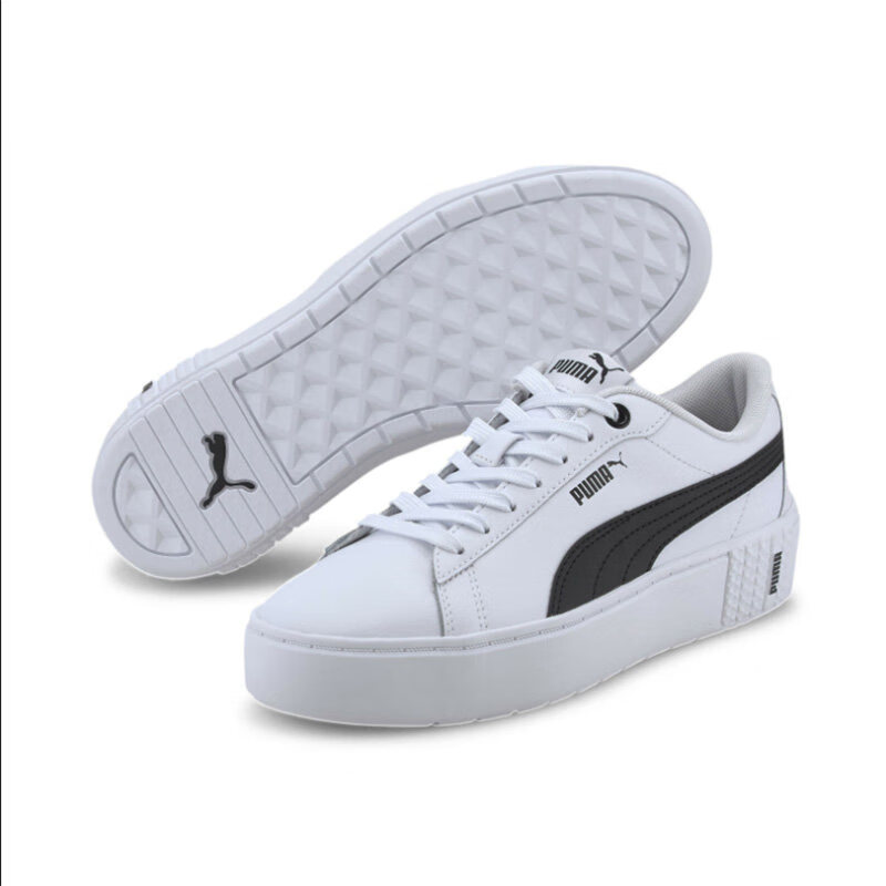 彪马/puma女板鞋低帮系带皮面字母logo厚底休闲春秋 puma white-puma