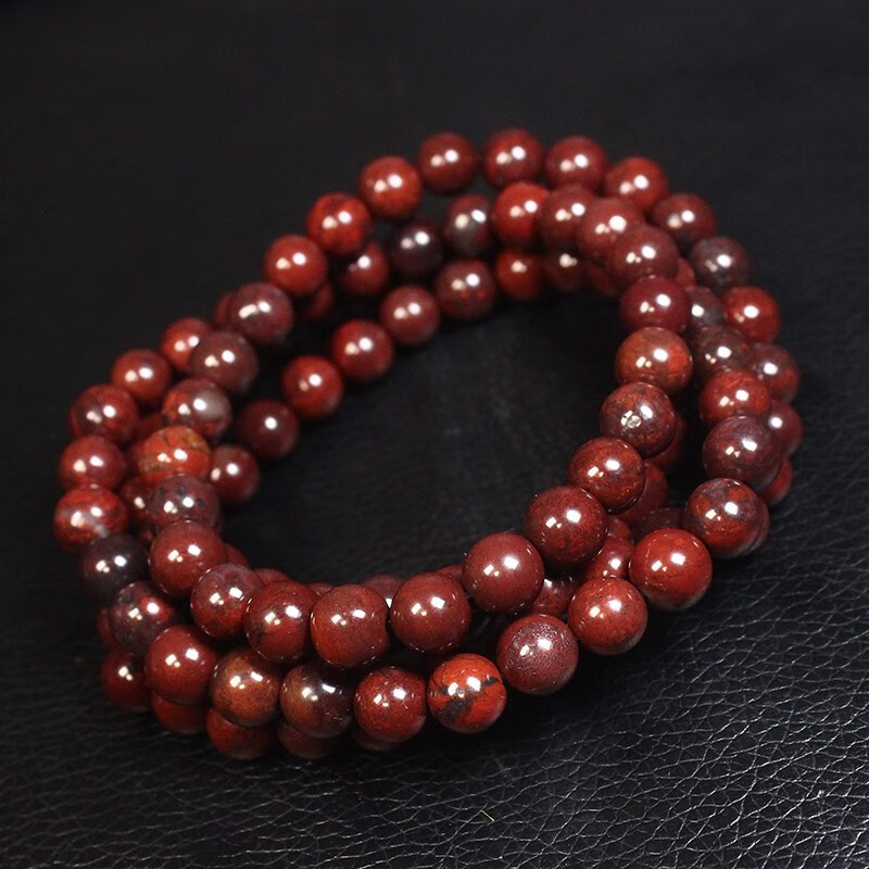 snqp鸡血石手串桂林鸡血玉手链男女款108佛珠玉石圆珠带证书 6mm珠径