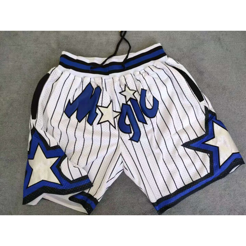 二澈雀奥兰多魔术队麦迪球裤复古刺绣口袋版球裤美式高街篮球裤 魔术