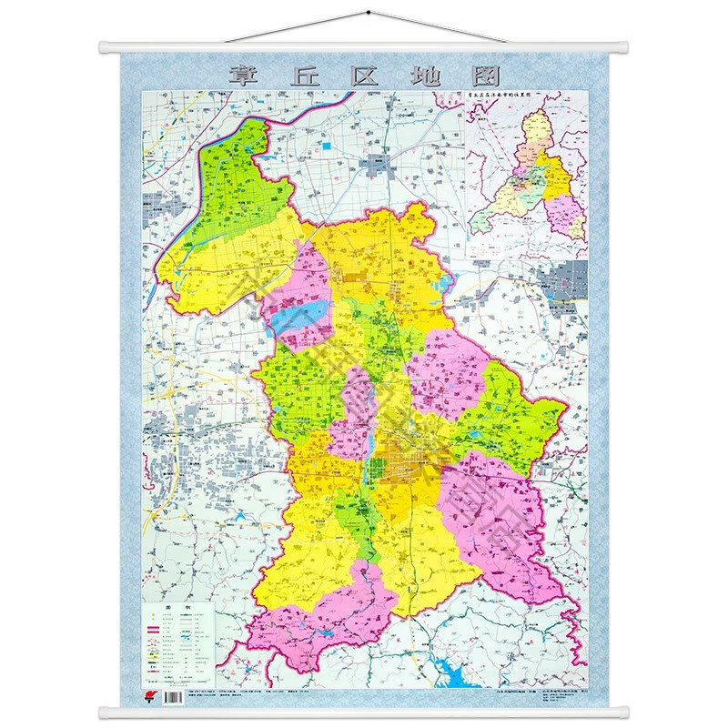 1*0.8米 村庄乡镇街道 山东省济南市章丘区 政区图 双面