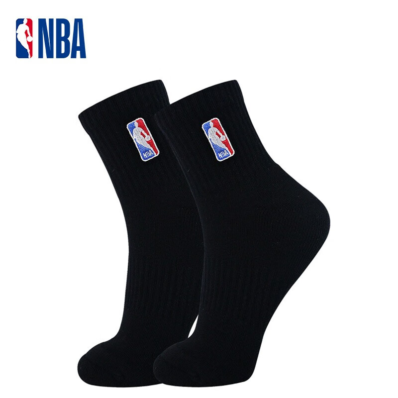 nba袜子男士中筒休闲运动袜加厚毛圈精梳棉刺绣防滑跑步篮球袜1双