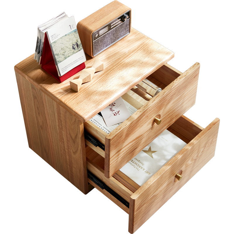 林氏木业北欧简约实木床头柜原木色床边小柜子桌卧室储物收纳柜CR2B【原木色】CR2B-D床头柜*1