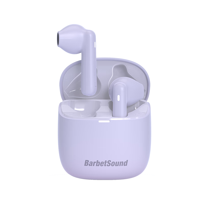 BarbetSound Buds T60 真无线蓝牙耳机 半入耳式耳机 无线耳机 音乐耳机 蓝牙5.4 超长续航 适用苹果华为手机 浅紫色