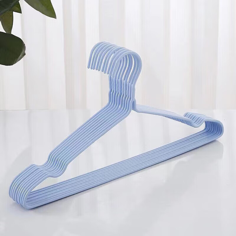 简尚恩家用浸塑衣架收纳必背学生晒衣服宿舍阳台晾晒衣安 浅蓝-40厘米凹槽款 20个装