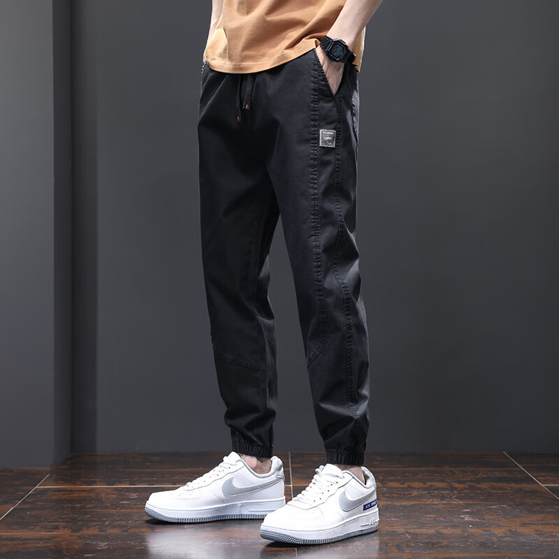 分工装裤新款工装牛仔裤男士休闲束脚男裤子秋季老爹哈伦裤束腿秋冬季