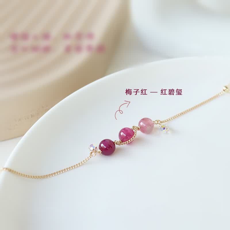 碧玺手链 碧玺手链女夏新款豌豆手串礼物闺蜜小众设计水晶sn0251 梅子