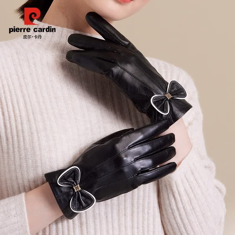 皮尔卡丹小山羊皮真皮手套女超薄款触屏短款开车驾驶汽车冬季 黑色824292023F L-(掌围19.5cm以内选此)怎么看?