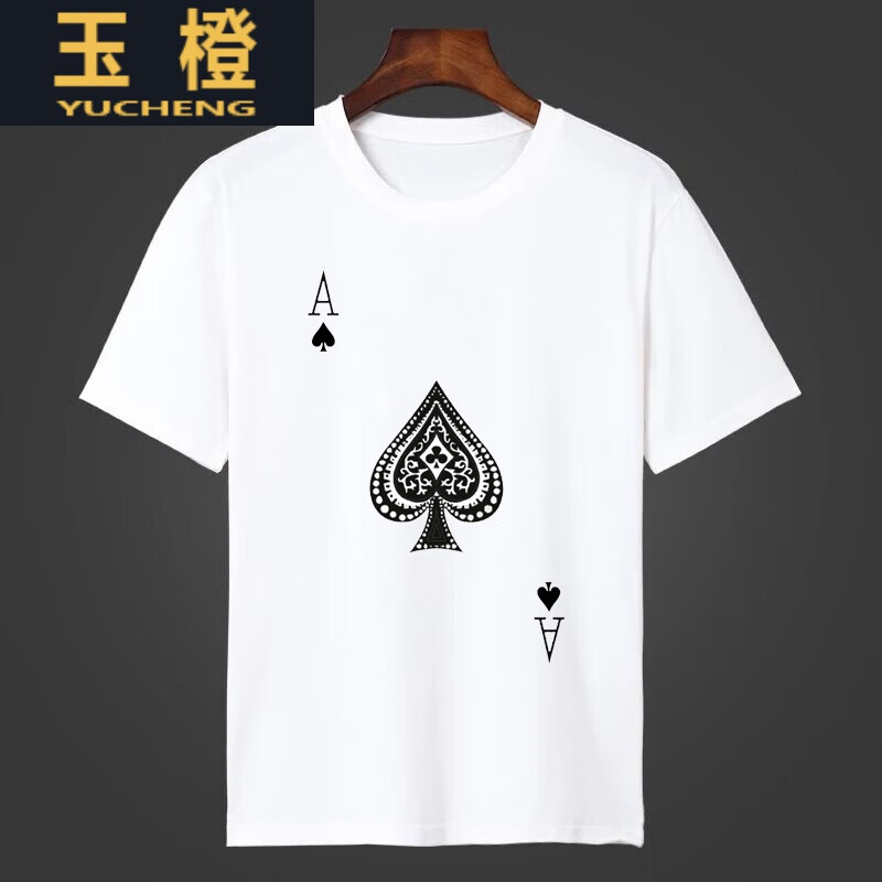 玉橙套一副扑克牌图案黑桃ajq装寝室服短t恤衫衣服加logo 黑桃1 xs