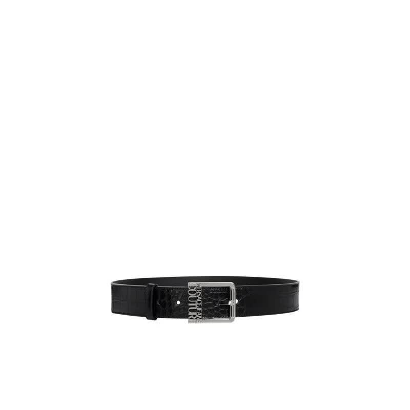 versace jeans女士腰带 时尚轻奢金属字母标志搭扣皮质打孔可调节尺寸