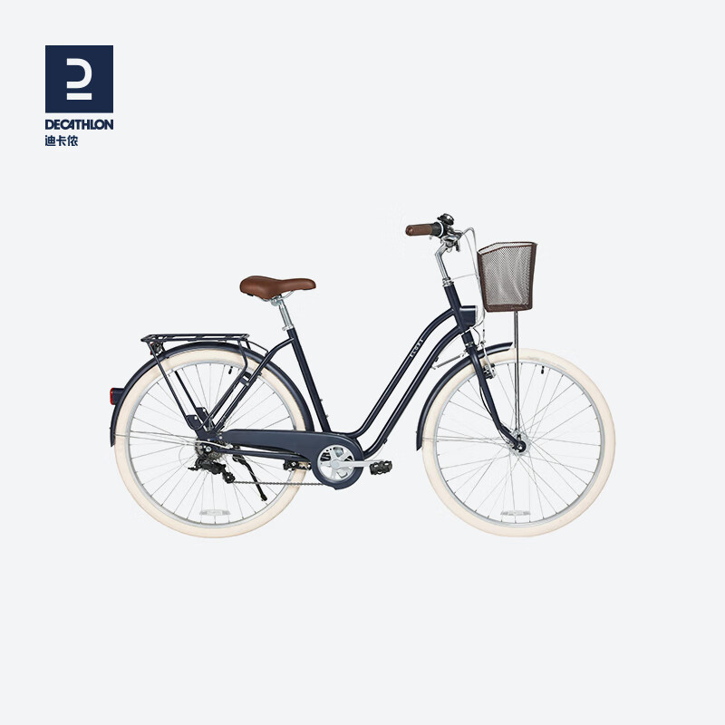 迪卡侬经典城市自行车休闲通勤成人带脚撑 28寸深藏青色S码（165-180CM）