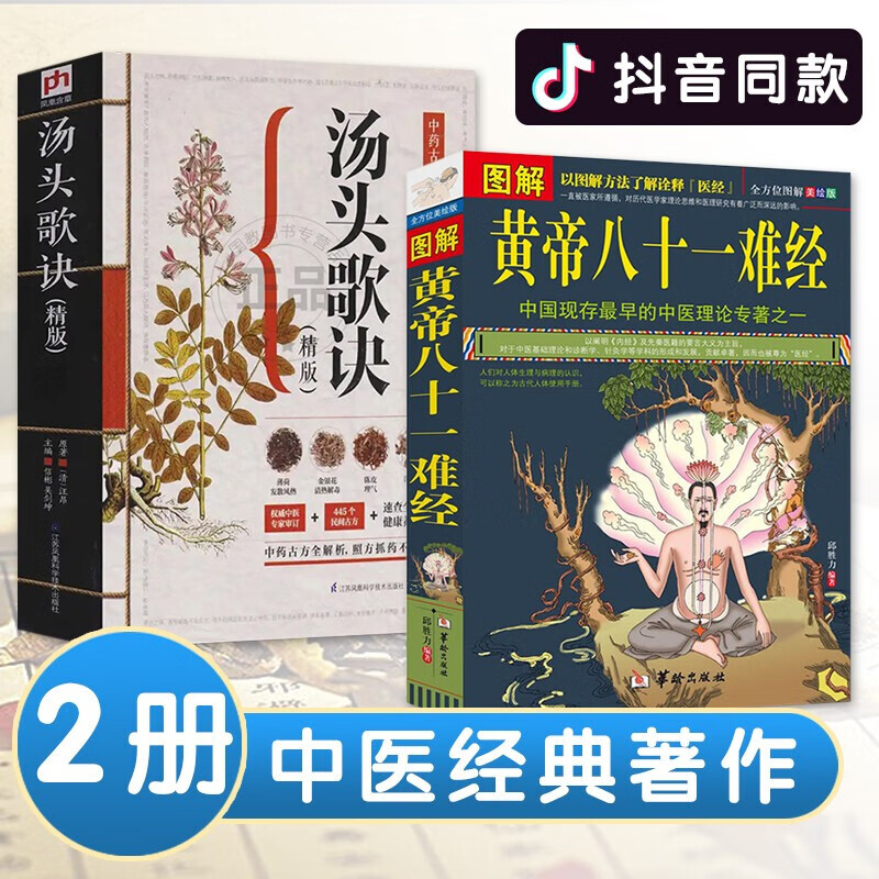 图解黄帝八十一难经正版经络脏腑腧穴针法岐黄之术中医基础理论诊断学针灸学拔罐扁鹊华佗李时珍张仲景黄 图解黄帝八十一难经+汤头歌诀共2册