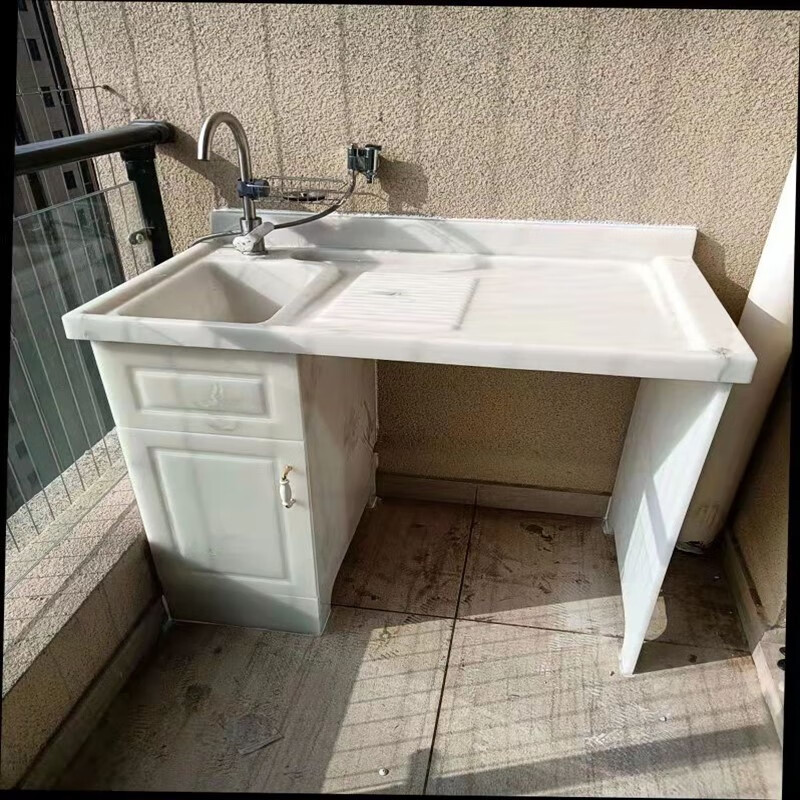 宾猎豹(benloebow)玉石洗衣柜组合阳台带搓板全石材洗衣台定制洗衣池