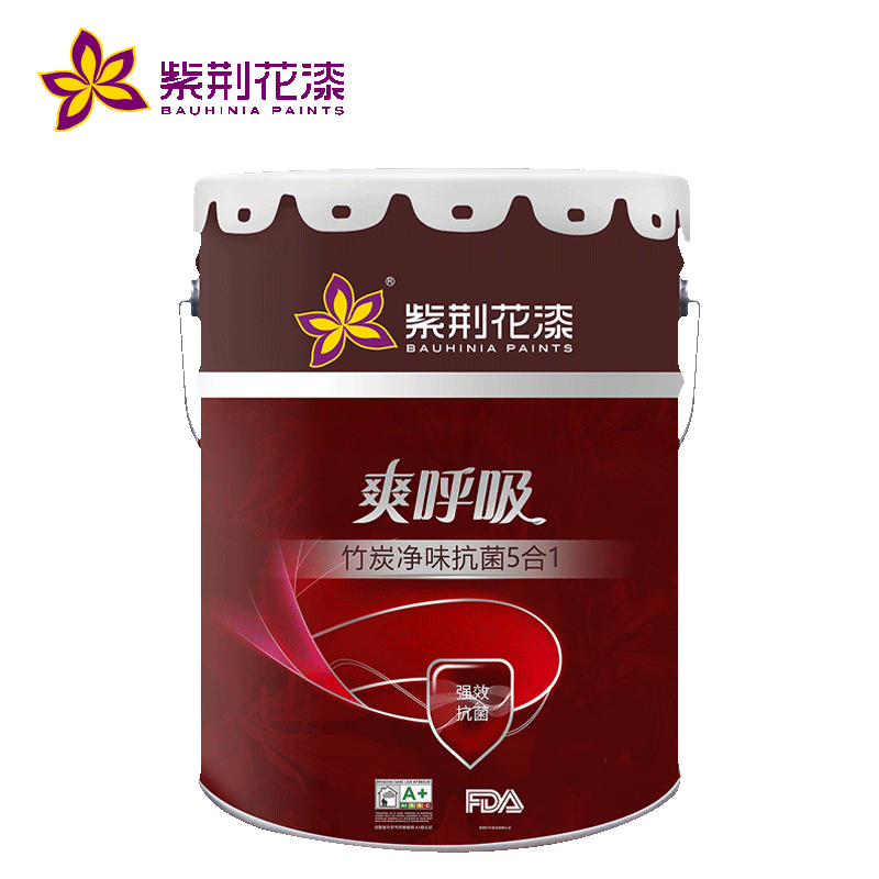 紫荆花爽呼吸竹炭净味抗菌5合1墙面漆 18L