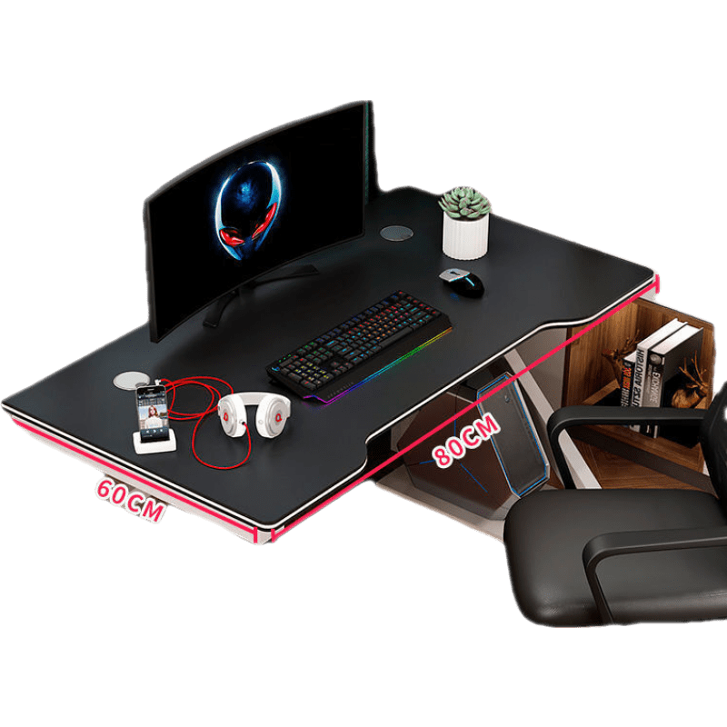 澜墨 电脑桌台式简易卧室简约现代租房小桌子办公室学生书桌家用 长80宽60高75【白架+黑面】