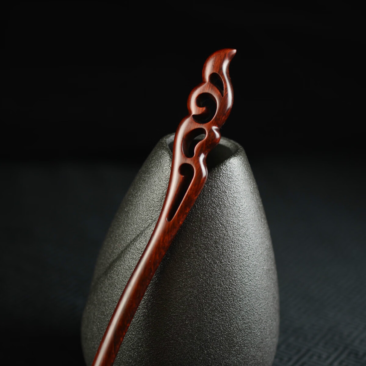 小叶紫檀木发簪复古风木质简约盘发木簪子挽月汉服步摇发钗