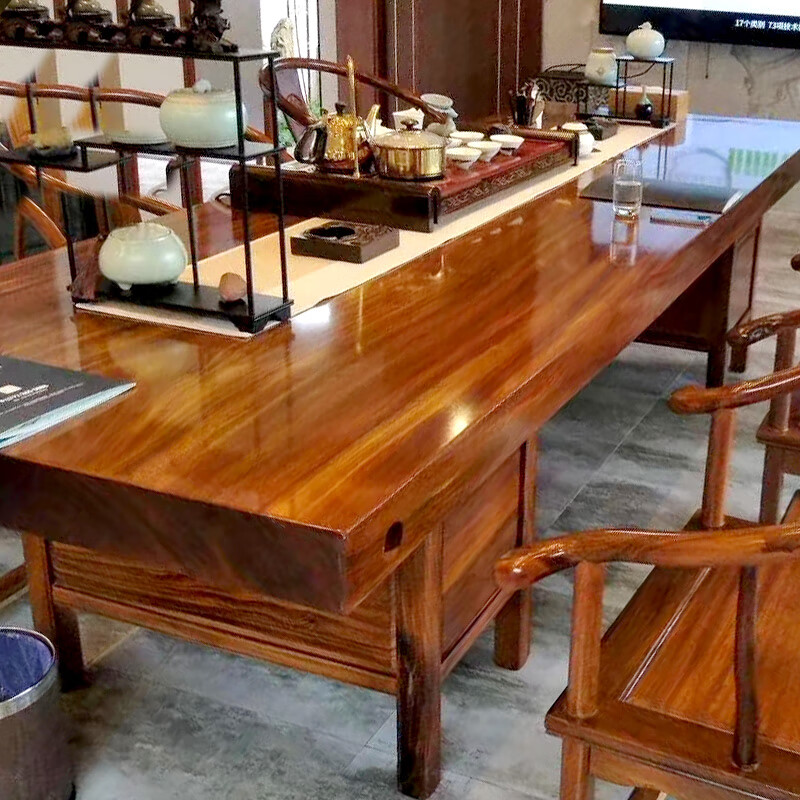 茶板实木 整板 奥坎大板实木原木大板茶桌胡桃木茶台巴花整板书桌茶板