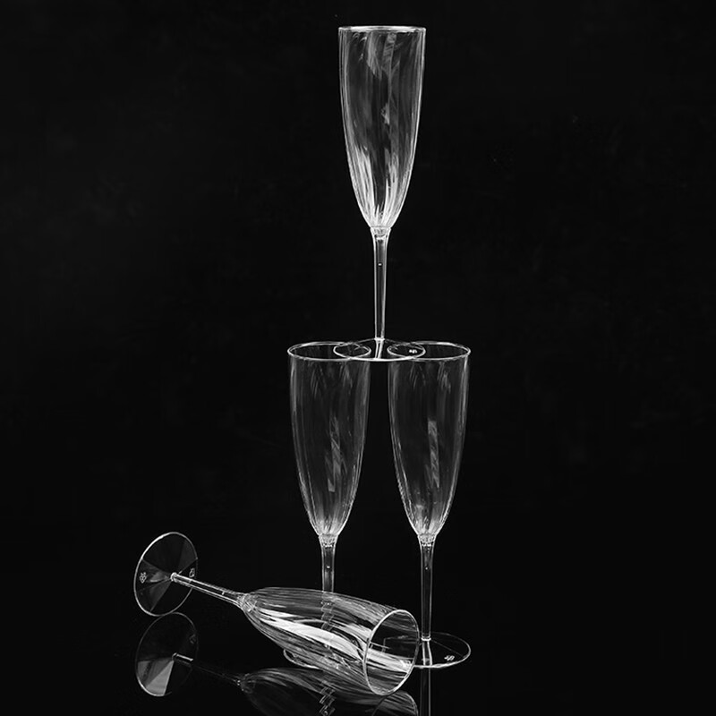 宝驰一次性高脚杯航空加厚红酒杯香槟杯商用宴会派对杯葡萄酒杯塑料杯 210ml香槟杯 96个（整箱）