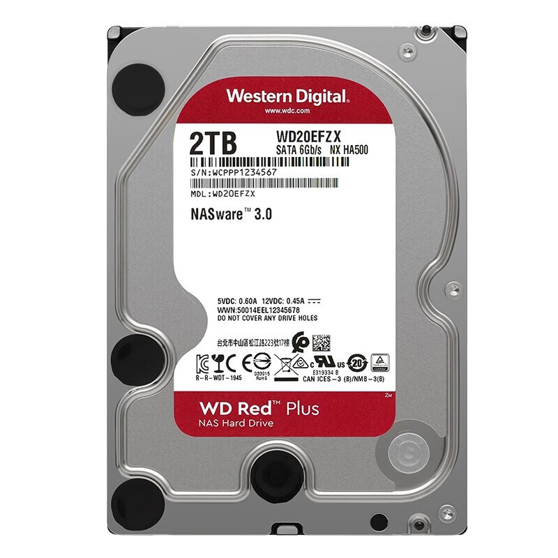 西部数据(WD)红盘Plus 2TB SATA6Gb/s 128M 网络储存 (WD20EFZX) 2T WD20EFZX